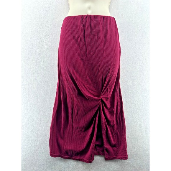 Intimately Free People Golden Hour Set Size M Skirt Crop Top Maroon Ribbed Twist - Picture 6 of 13